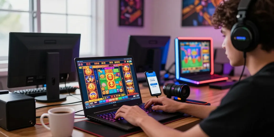 Exciting gaming setup displaying deposit pulsa tanpa potongan feature on vibrant slot machine interface.