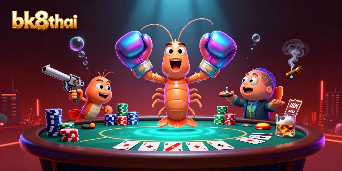 Experience intense gameplay with bk8thai at a dynamic poker scene featuring vibrant characters and vibrant action.