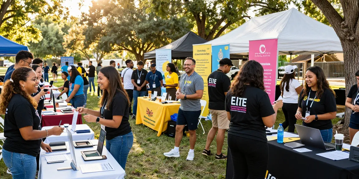 Elite Generations team engaging with the community at a vibrant nonprofit charity event.