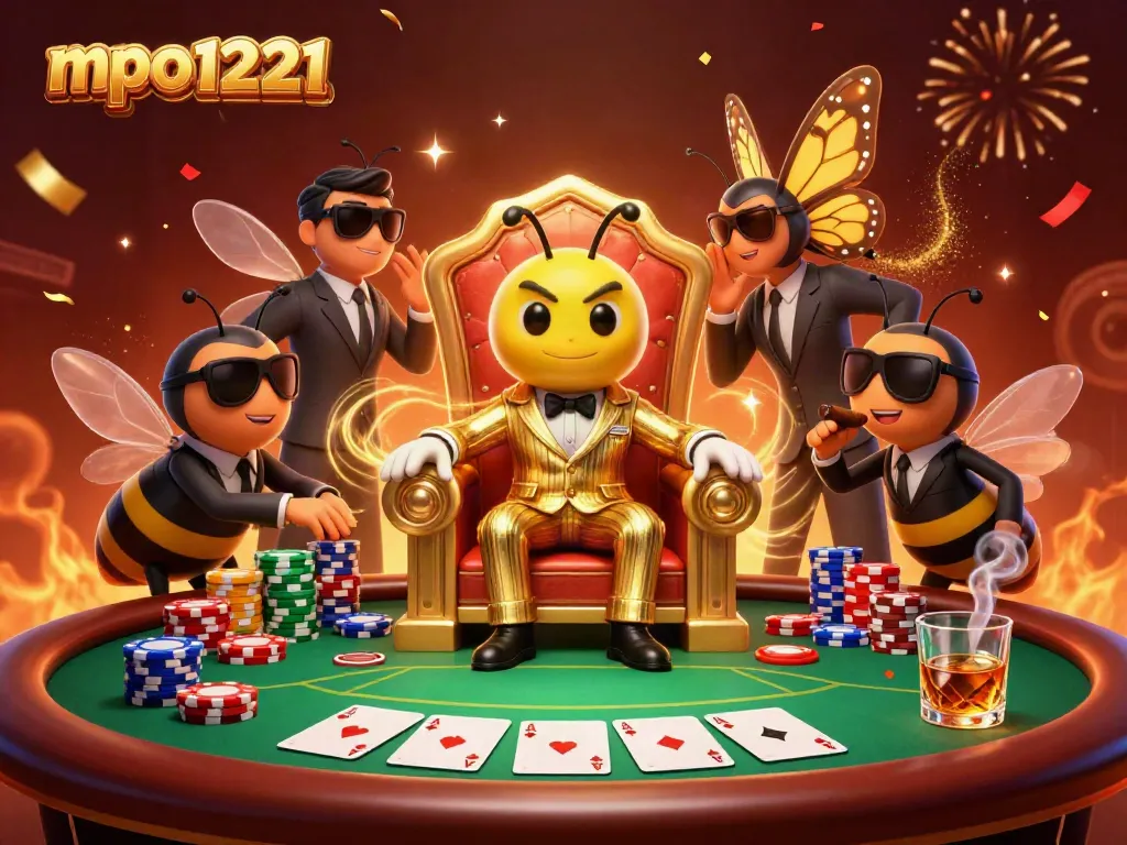 Experience the thrill of mpo1221 with a vibrant 3D casino scene featuring a bumblebee mob boss.