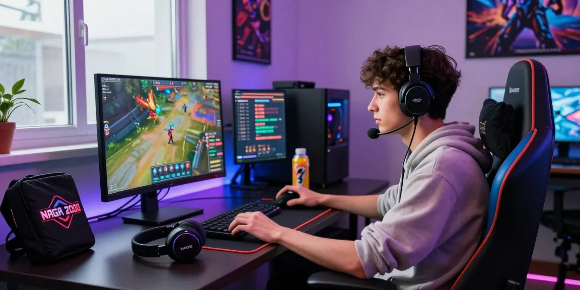 Experience iGaming at https://naga2000.blog with a player focused on vibrant game graphics in a modern gaming den.