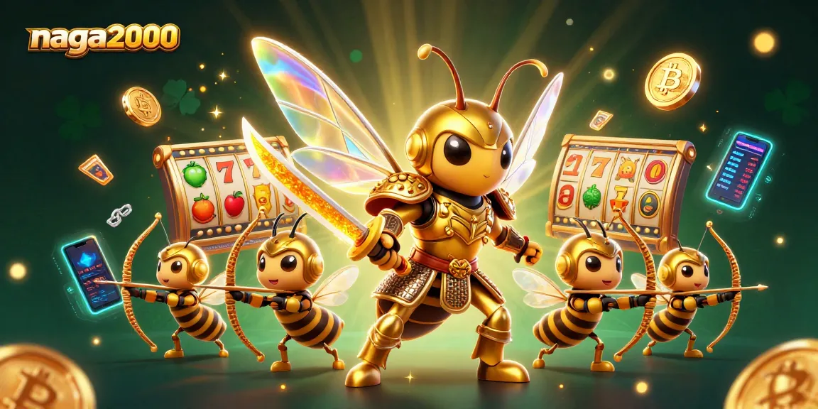 Naga2000 menyajikan simbol slot dengan karakter serangga emas yang beraksi, siap memicu jackpot.