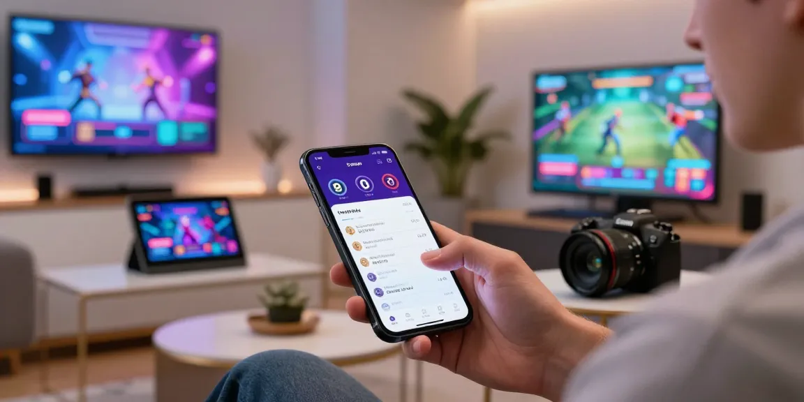 Online betting platform interface on smartphone showcasing newbet4d betting options in a modern lounge setting.