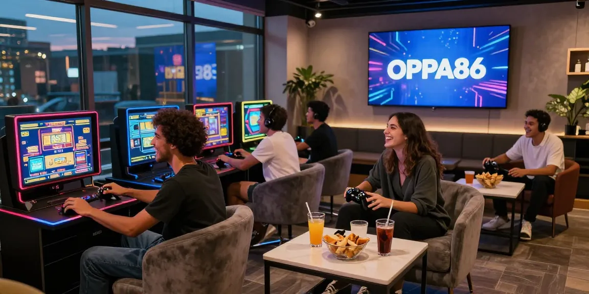 Friends enjoying the OPPA86 gaming experience with vibrant atmosphere and engaging slot games.