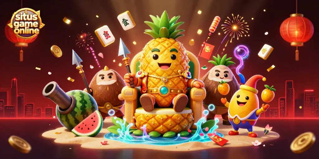 Engage in lively casino action with a golden pineapple king and vibrant symbols showcasing situs game online.