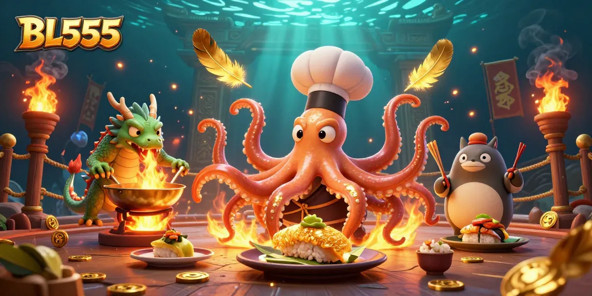 Engage with BL555's thrilling environment featuring vibrant characters and dynamic elements in a rich casino setting.