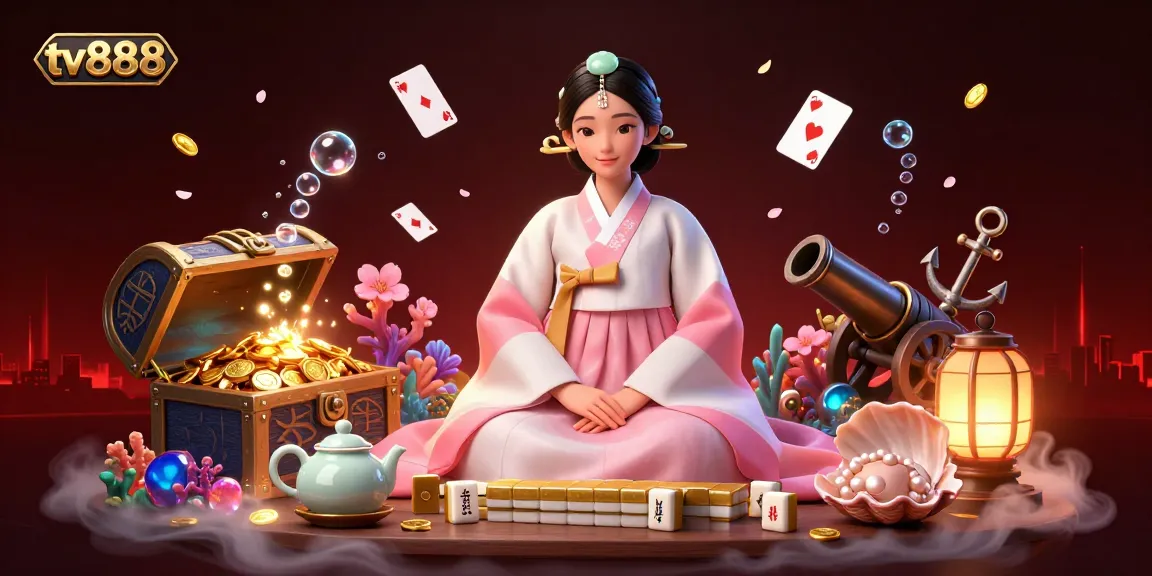 Engage with exciting games at tv888, featuring elegant characters and vibrant casino elements.