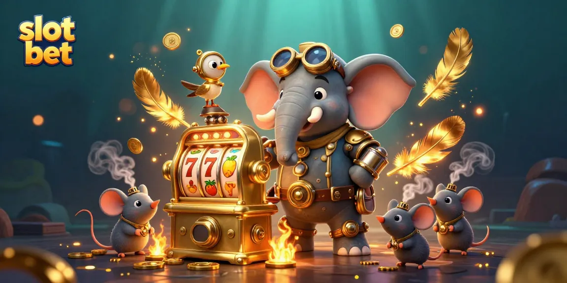 Menangkan slot bet di mesin slot emas bersama karakter steampunk dan simbol buah menarik.
