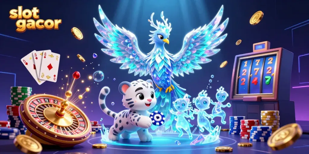 Menangkan slot gacor dengan berbagai elemen kasino dalam ilustrasi 3D berkualitas tinggi.
